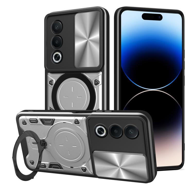 CD Texture Sliding Camshield Magnetic Holder Phone Case, For OPPO A3x 5G India / A3x 4G, For OPPO Reno12 F 5G Global, For OPPO A3 Pro 5G India, For OPPO Reno12 Pro 5G Global