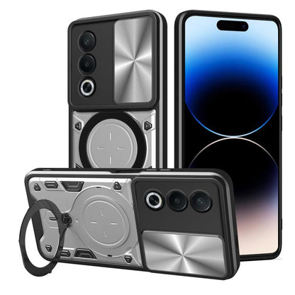 CD Texture Sliding Camshield Magnetic Holder Phone Case, For OPPO A3x 5G India / A3x 4G, For OPPO Reno12 F 5G Global, For OPPO A3 Pro 5G India, For OPPO Reno12 Pro 5G Global