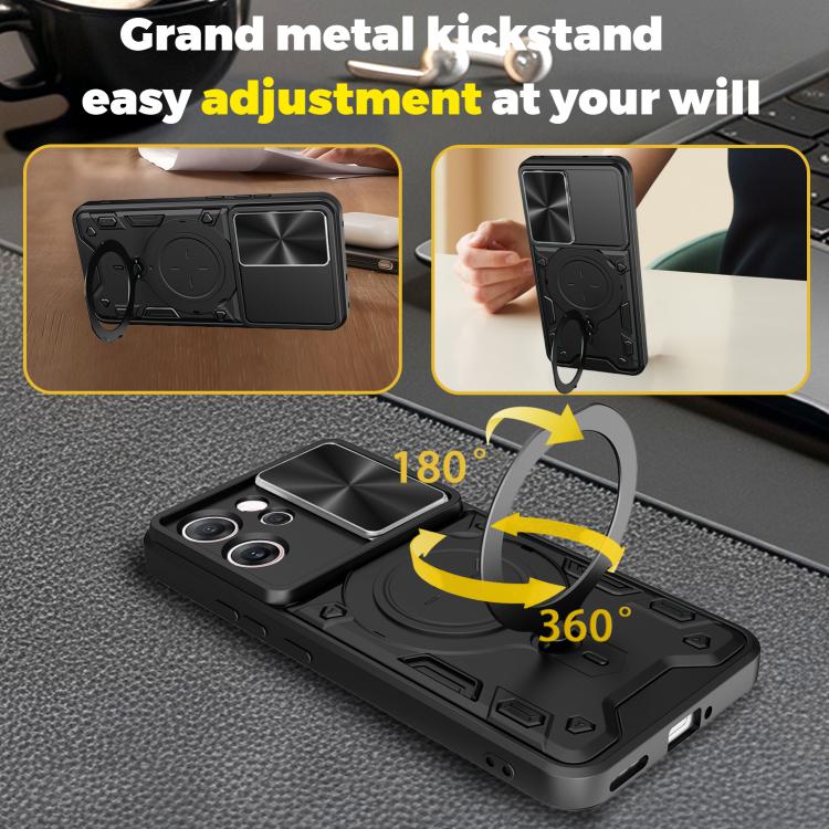 CD Texture Sliding Camshield Magnetic Holder Phone Case, For OPPO Reno14 F 5G Global, For OPPO A5 5G Global / A5x 5G, For OPPO Reno14 5G Global, For OPPO A59 5G Global