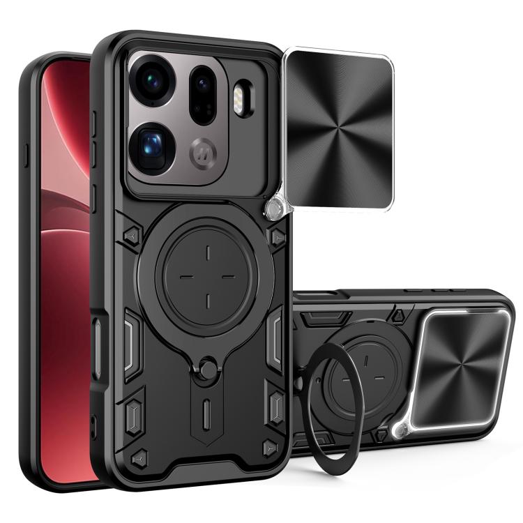 CD Texture Sliding Camshield Magnetic Holder Phone Case, For OPPO Reno16 F 5G, For OPPO Find X9 Ultra, For OPPO Find X9, For OPPO Find X9 Pro