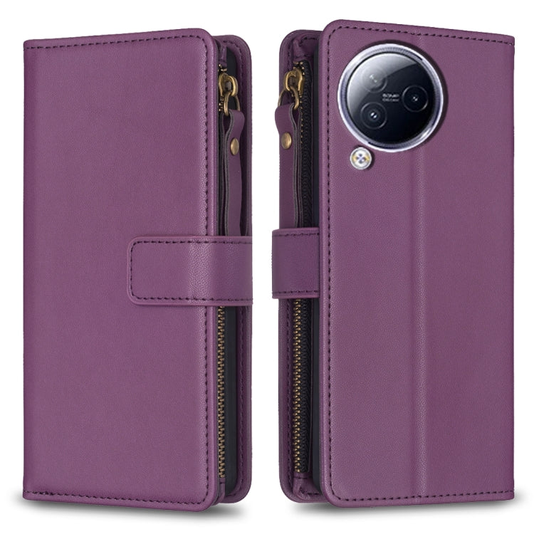 9 Card Slots Zipper Wallet Leather Flip Phone Case, For Xiaomi Poco F5 5G, For Xiaomi Redmi Note 12S 4G, For Xiaomi Redmi Note 12 4G, For Xiaomi Civi 3 5G