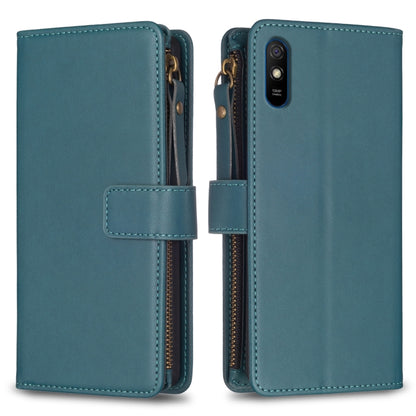 9 Card Slots Zipper Wallet Leather Flip Phone Case, For Xiaomi Poco X3, For Xiaomi Redmi 9A, For Xiaomi Redmi 9, For Xiaomi Redmi 9C