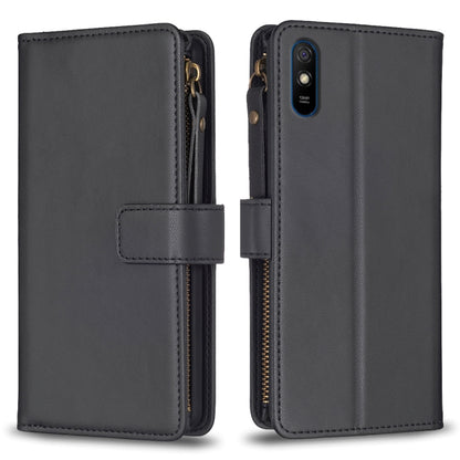 9 Card Slots Zipper Wallet Leather Flip Phone Case, For Xiaomi Poco X3, For Xiaomi Redmi 9A, For Xiaomi Redmi 9, For Xiaomi Redmi 9C
