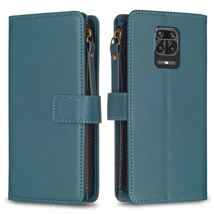 9 Card Slots Zipper Wallet Leather Flip Phone Case, For Xiaomi Redmi Note 9, For Xiaomi Redmi Note 9 Pro Max