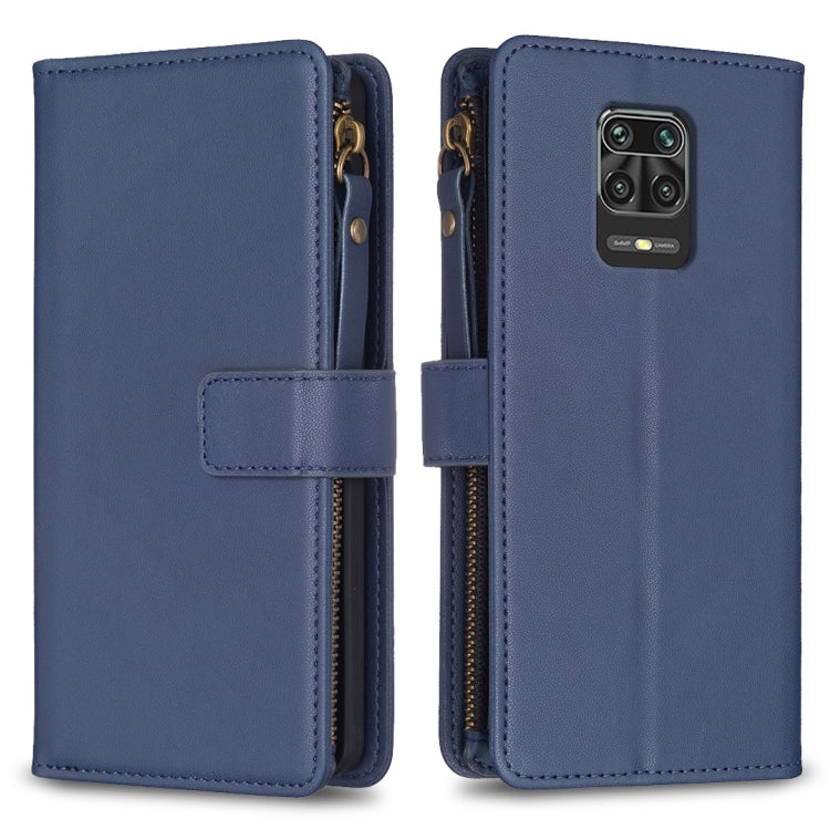 9 Card Slots Zipper Wallet Leather Flip Phone Case, For Xiaomi Redmi Note 9, For Xiaomi Redmi Note 9 Pro Max
