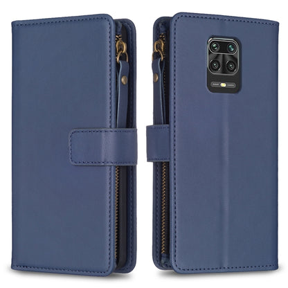 9 Card Slots Zipper Wallet Leather Flip Phone Case, For Xiaomi Redmi Note 9, For Xiaomi Redmi Note 9 Pro Max