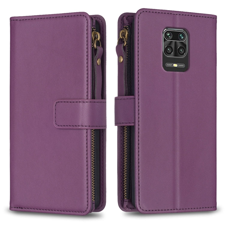 9 Card Slots Zipper Wallet Leather Flip Phone Case, For Xiaomi Redmi Note 9, For Xiaomi Redmi Note 9 Pro Max