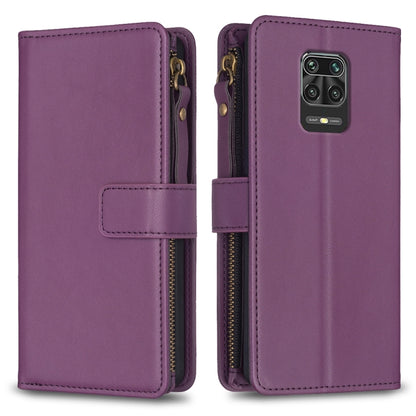 9 Card Slots Zipper Wallet Leather Flip Phone Case, For Xiaomi Redmi Note 9, For Xiaomi Redmi Note 9 Pro Max