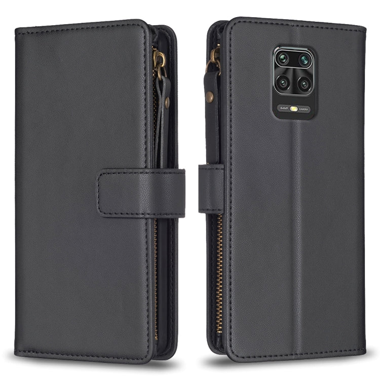 9 Card Slots Zipper Wallet Leather Flip Phone Case, For Xiaomi Redmi Note 9, For Xiaomi Redmi Note 9 Pro Max