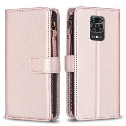 9 Card Slots Zipper Wallet Leather Flip Phone Case, For Xiaomi Redmi Note 9, For Xiaomi Redmi Note 9 Pro Max