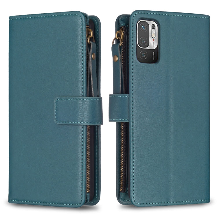 9 Card Slots Zipper Wallet Leather Flip Phone Case, For Xiaomi Mi 11T / 11T Pro, For Xiaomi Redmi 10, For Xiaomi Mi 11 Lite, For Xiaomi Redmi Note 10 5G
