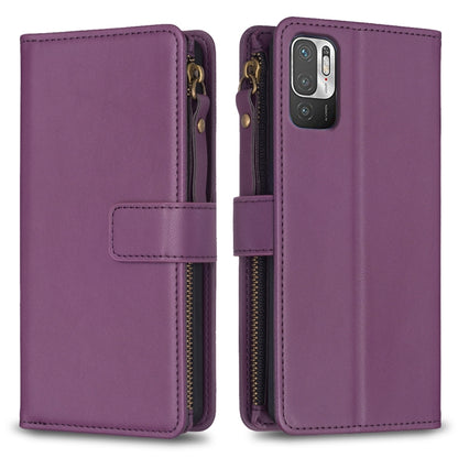9 Card Slots Zipper Wallet Leather Flip Phone Case, For Xiaomi Mi 11T / 11T Pro, For Xiaomi Redmi 10, For Xiaomi Mi 11 Lite, For Xiaomi Redmi Note 10 5G