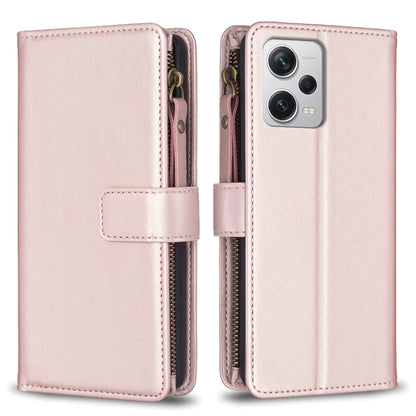 9 Card Slots Zipper Wallet Leather Flip Phone Case, For Xiaomi Redmi A1 / A2, For Xiaomi Redmi Note 12 Pro+ 5G Global, For Xiaomi Redmi Note 12 Pro, For Xiaomi Redmi Note 12 5G