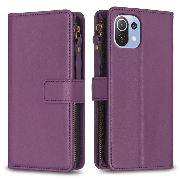 9 Card Slots Zipper Wallet Leather Flip Phone Case, For Xiaomi Mi 11T / 11T Pro, For Xiaomi Redmi 10, For Xiaomi Mi 11 Lite, For Xiaomi Redmi Note 10 5G