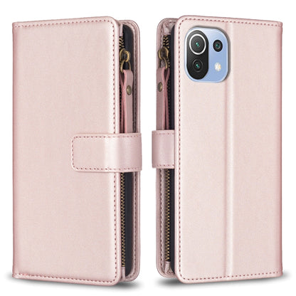 9 Card Slots Zipper Wallet Leather Flip Phone Case, For Xiaomi Mi 11T / 11T Pro, For Xiaomi Redmi 10, For Xiaomi Mi 11 Lite, For Xiaomi Redmi Note 10 5G