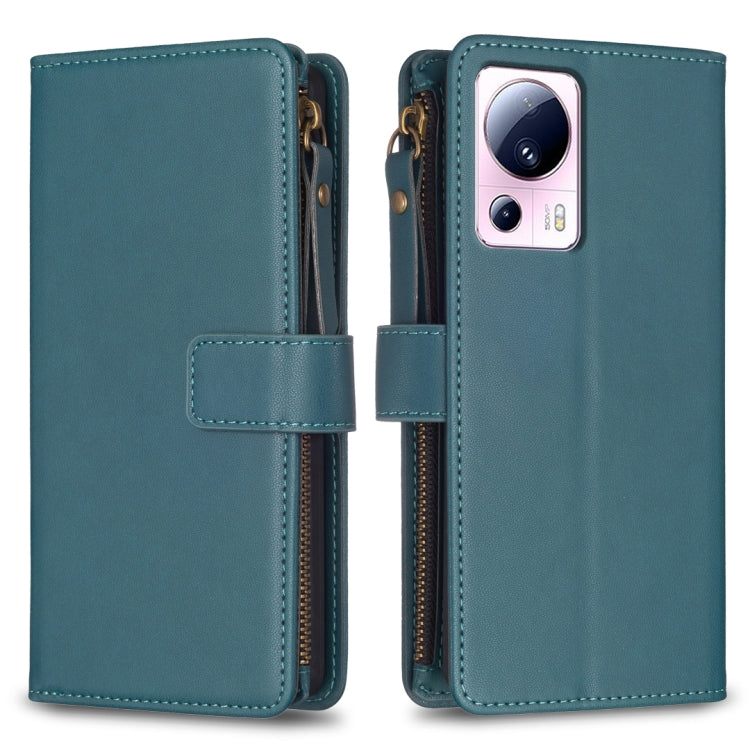 9 Card Slots Zipper Wallet Leather Flip Phone Case, For Xiaomi Redmi 12C, For Xiaomi 13 Lite, For Xiaomi Redmi K60 / K60 Pro, For Xiaomi 13 Pro