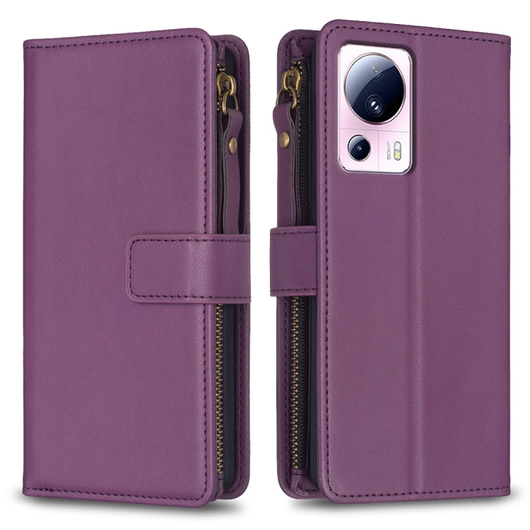9 Card Slots Zipper Wallet Leather Flip Phone Case, For Xiaomi Redmi 12C, For Xiaomi 13 Lite, For Xiaomi Redmi K60 / K60 Pro, For Xiaomi 13 Pro