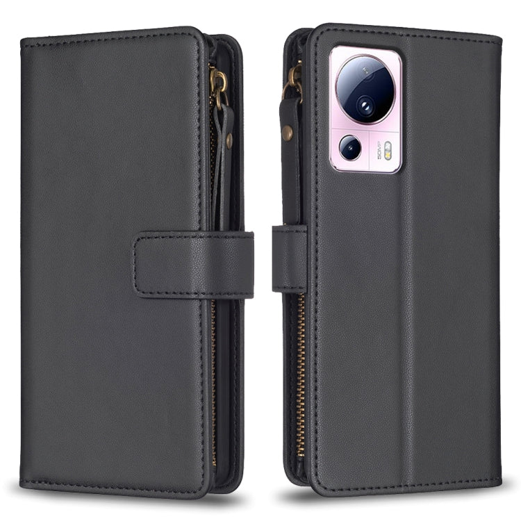 9 Card Slots Zipper Wallet Leather Flip Phone Case, For Xiaomi Redmi 12C, For Xiaomi 13 Lite, For Xiaomi Redmi K60 / K60 Pro, For Xiaomi 13 Pro