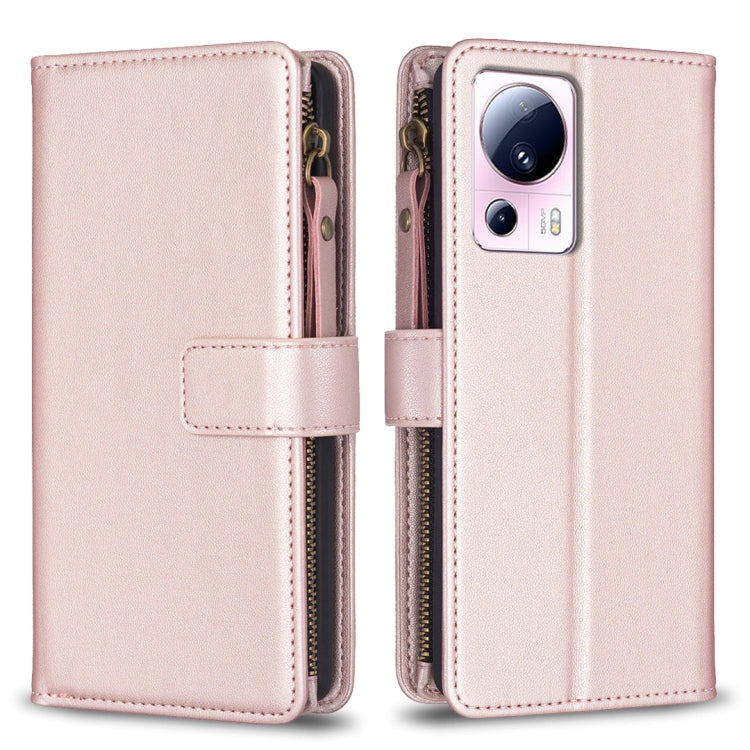 9 Card Slots Zipper Wallet Leather Flip Phone Case, For Xiaomi Redmi 12C, For Xiaomi 13 Lite, For Xiaomi Redmi K60 / K60 Pro, For Xiaomi 13 Pro