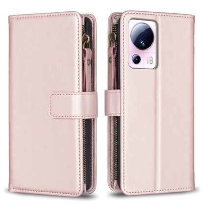 9 Card Slots Zipper Wallet Leather Flip Phone Case, For Xiaomi Redmi 12C, For Xiaomi 13 Lite, For Xiaomi Redmi K60 / K60 Pro, For Xiaomi 13 Pro