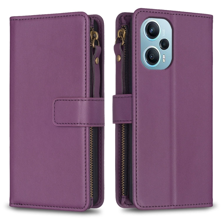 9 Card Slots Zipper Wallet Leather Flip Phone Case, For Xiaomi Poco F5 5G, For Xiaomi Redmi Note 12S 4G, For Xiaomi Redmi Note 12 4G, For Xiaomi Civi 3 5G