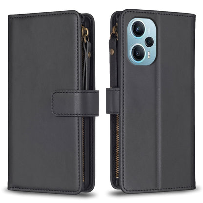 9 Card Slots Zipper Wallet Leather Flip Phone Case, For Xiaomi Poco F5 5G, For Xiaomi Redmi Note 12S 4G, For Xiaomi Redmi Note 12 4G, For Xiaomi Civi 3 5G