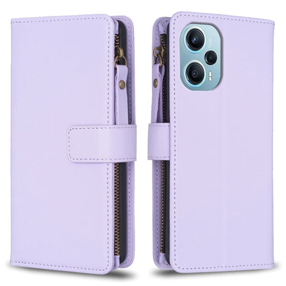 9 Card Slots Zipper Wallet Leather Flip Phone Case, For Xiaomi Poco F5 5G, For Xiaomi Redmi Note 12S 4G, For Xiaomi Redmi Note 12 4G, For Xiaomi Civi 3 5G