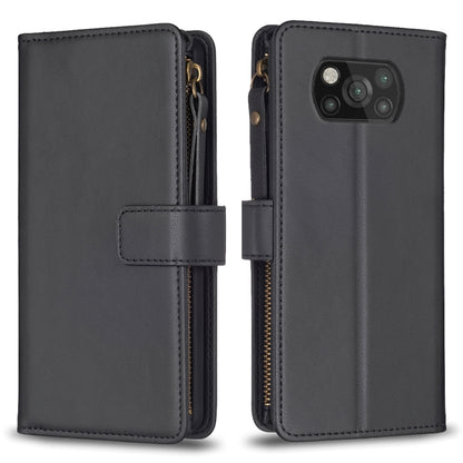 9 Card Slots Zipper Wallet Leather Flip Phone Case, For Xiaomi Poco X3, For Xiaomi Redmi 9A, For Xiaomi Redmi 9, For Xiaomi Redmi 9C