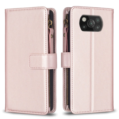 9 Card Slots Zipper Wallet Leather Flip Phone Case, For Xiaomi Poco X3, For Xiaomi Redmi 9A, For Xiaomi Redmi 9, For Xiaomi Redmi 9C