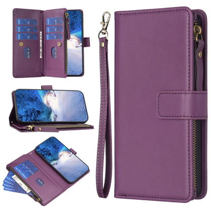 9 Card Slots Zipper Wallet Leather Flip Phone Case, For Xiaomi Redmi 13C, For Xiaomi Redmi Note 13 Pro+ 5G, For Xiaomi Redmi Note 13 Pro 5G, For Xiaomi Redmi 12 4G