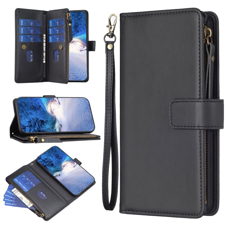 9 Card Slots Zipper Wallet Leather Flip Phone Case, For Xiaomi Redmi 13C, For Xiaomi Redmi Note 13 Pro+ 5G, For Xiaomi Redmi Note 13 Pro 5G, For Xiaomi Redmi 12 4G