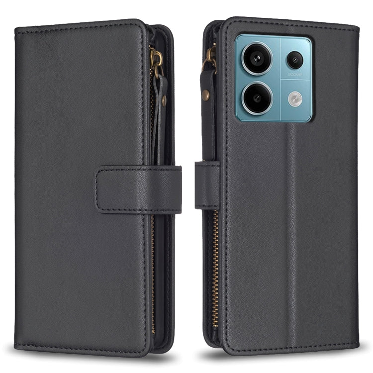 9 Card Slots Zipper Wallet Leather Flip Phone Case, For Xiaomi Redmi 13C, For Xiaomi Redmi Note 13 Pro+ 5G, For Xiaomi Redmi Note 13 Pro 5G, For Xiaomi Redmi 12 4G