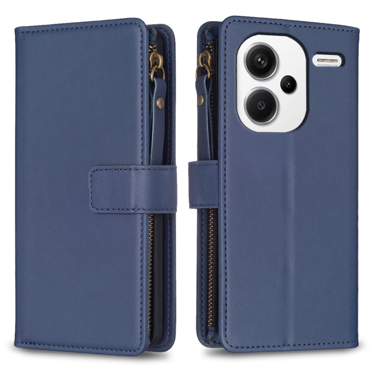 9 Card Slots Zipper Wallet Leather Flip Phone Case, For Xiaomi Redmi 13C, For Xiaomi Redmi Note 13 Pro+ 5G, For Xiaomi Redmi Note 13 Pro 5G, For Xiaomi Redmi 12 4G