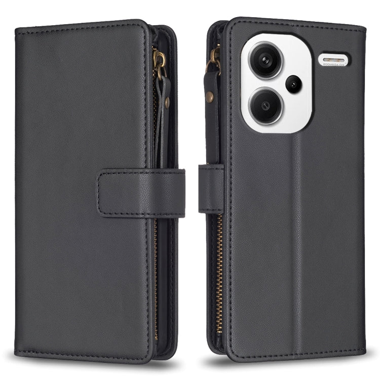 9 Card Slots Zipper Wallet Leather Flip Phone Case, For Xiaomi Redmi 13C, For Xiaomi Redmi Note 13 Pro+ 5G, For Xiaomi Redmi Note 13 Pro 5G, For Xiaomi Redmi 12 4G
