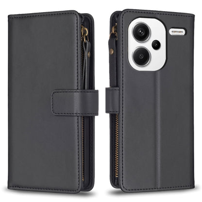 9 Card Slots Zipper Wallet Leather Flip Phone Case, For Xiaomi Redmi 13C, For Xiaomi Redmi Note 13 Pro+ 5G, For Xiaomi Redmi Note 13 Pro 5G, For Xiaomi Redmi 12 4G