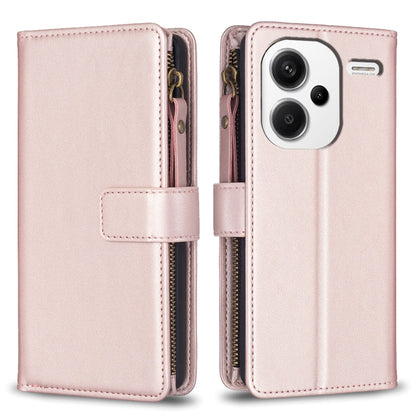 9 Card Slots Zipper Wallet Leather Flip Phone Case, For Xiaomi Redmi 13C, For Xiaomi Redmi Note 13 Pro+ 5G, For Xiaomi Redmi Note 13 Pro 5G, For Xiaomi Redmi 12 4G