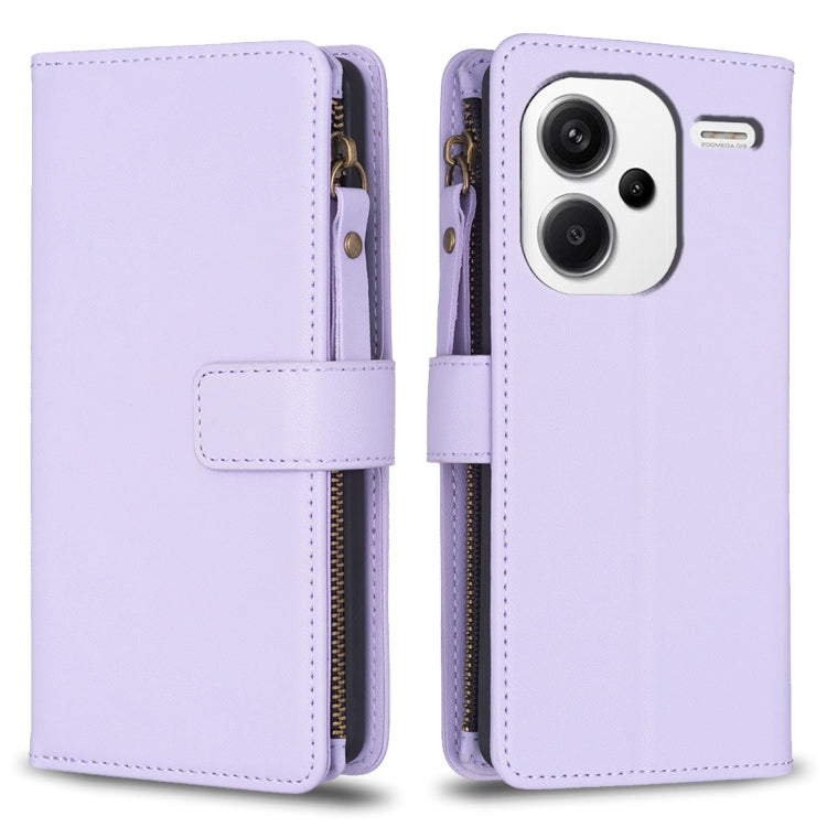 9 Card Slots Zipper Wallet Leather Flip Phone Case, For Xiaomi Redmi 13C, For Xiaomi Redmi Note 13 Pro+ 5G, For Xiaomi Redmi Note 13 Pro 5G, For Xiaomi Redmi 12 4G