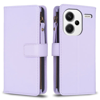 9 Card Slots Zipper Wallet Leather Flip Phone Case, For Xiaomi Redmi 13C, For Xiaomi Redmi Note 13 Pro+ 5G, For Xiaomi Redmi Note 13 Pro 5G, For Xiaomi Redmi 12 4G