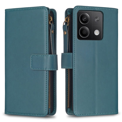 9 Card Slots Zipper Wallet Leather Flip Phone Case, For Xiaomi Redmi Note 13 Pro 4G Global, For Xiaomi Poco M6 Pro 4G, For Xiaomi Redmi Note 13 4G Global, For Xiaomi Redmi Note 13