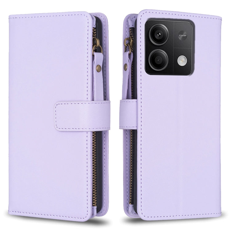 9 Card Slots Zipper Wallet Leather Flip Phone Case, For Xiaomi Redmi Note 13 Pro 4G Global, For Xiaomi Poco M6 Pro 4G, For Xiaomi Redmi Note 13 4G Global, For Xiaomi Redmi Note 13