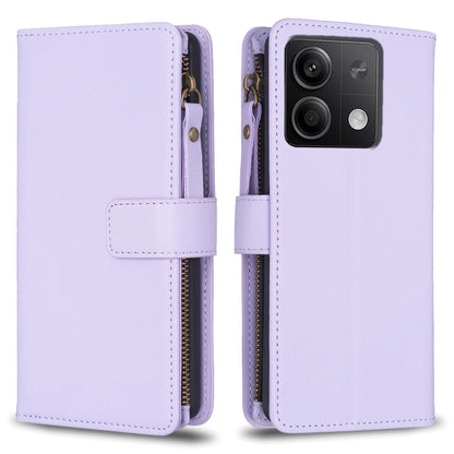 9 Card Slots Zipper Wallet Leather Flip Phone Case, For Xiaomi Redmi Note 13 Pro 4G Global, For Xiaomi Poco M6 Pro 4G, For Xiaomi Redmi Note 13 4G Global, For Xiaomi Redmi Note 13