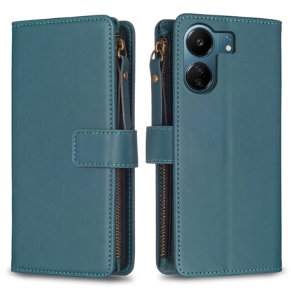9 Card Slots Zipper Wallet Leather Flip Phone Case, For Xiaomi Redmi 13C, For Xiaomi Redmi Note 13 Pro+ 5G, For Xiaomi Redmi Note 13 Pro 5G, For Xiaomi Redmi 12 4G