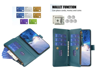 9 Card Slots Zipper Wallet Leather Flip Phone Case, For Xiaomi Redmi 13C, For Xiaomi Redmi Note 13 Pro+ 5G, For Xiaomi Redmi Note 13 Pro 5G, For Xiaomi Redmi 12 4G