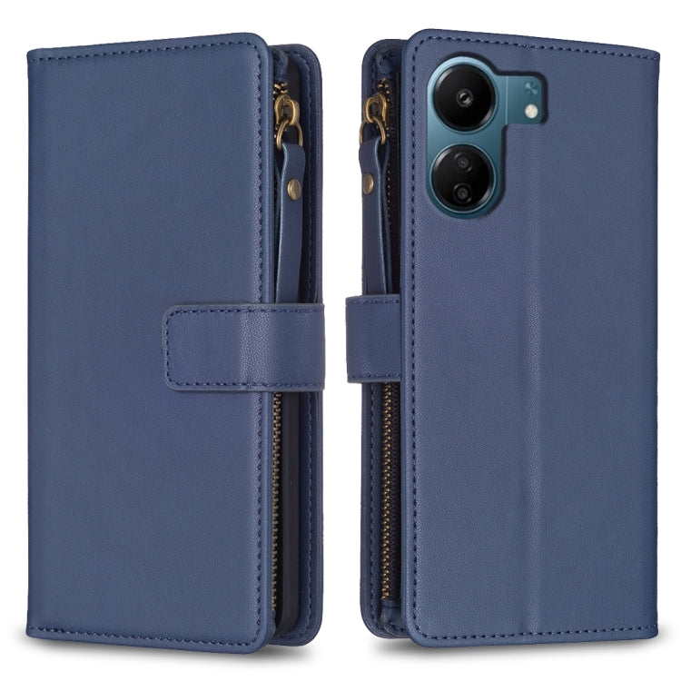 9 Card Slots Zipper Wallet Leather Flip Phone Case, For Xiaomi Redmi 13C, For Xiaomi Redmi Note 13 Pro+ 5G, For Xiaomi Redmi Note 13 Pro 5G, For Xiaomi Redmi 12 4G
