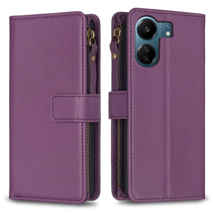 9 Card Slots Zipper Wallet Leather Flip Phone Case, For Xiaomi Redmi 13C, For Xiaomi Redmi Note 13 Pro+ 5G, For Xiaomi Redmi Note 13 Pro 5G, For Xiaomi Redmi 12 4G
