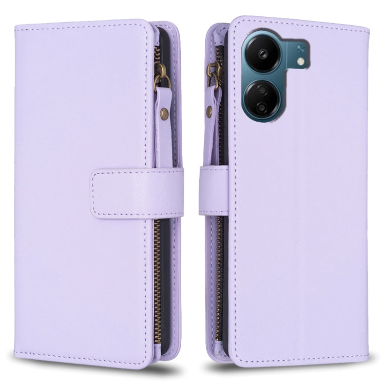 9 Card Slots Zipper Wallet Leather Flip Phone Case, For Xiaomi Redmi 13C, For Xiaomi Redmi Note 13 Pro+ 5G, For Xiaomi Redmi Note 13 Pro 5G, For Xiaomi Redmi 12 4G