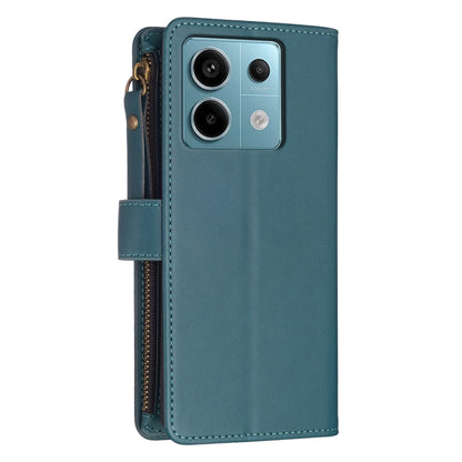 9 Card Slots Zipper Wallet Leather Flip Phone Case, For Xiaomi Redmi Note 13 Pro 4G Global, For Xiaomi Poco M6 Pro 4G, For Xiaomi Redmi Note 13 4G Global, For Xiaomi Redmi Note 13