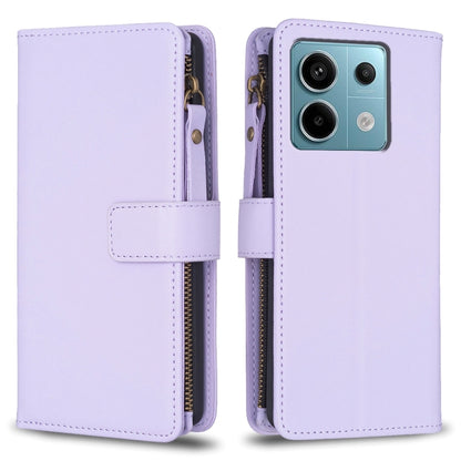 9 Card Slots Zipper Wallet Leather Flip Phone Case, For Xiaomi Redmi Note 13 Pro 4G Global, For Xiaomi Poco M6 Pro 4G, For Xiaomi Redmi Note 13 4G Global, For Xiaomi Redmi Note 13