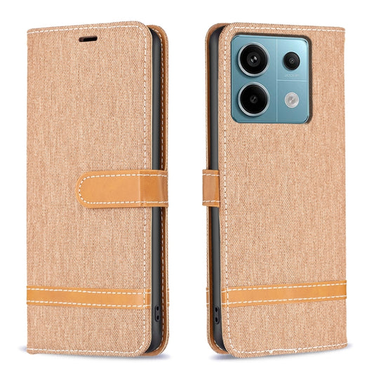 Color Block Denim Texture Leather Phone Case, For Xiaomi Redmi Note 13 Pro 4G Global, For Xiaomi Redmi 12 4G