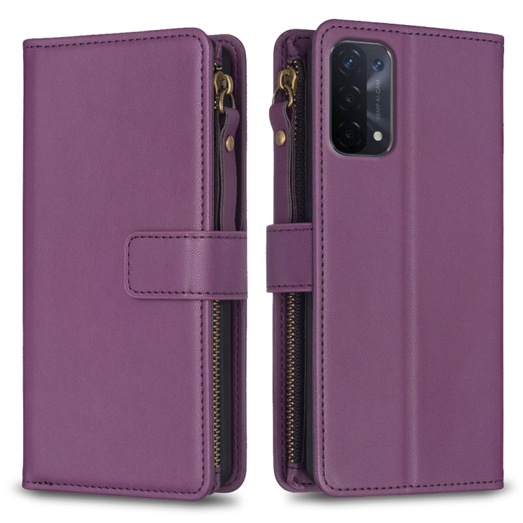 9 Card Slots Zipper Wallet Leather Flip Phone Case, For OPPO A94 5G / F19 Pro+ / Reno5 Z 5G, For OPPO A74 5G / A93 5G / A54 5G, For OPPO A74 4G / F19 4G, For OPPO A92 / A72 / A52